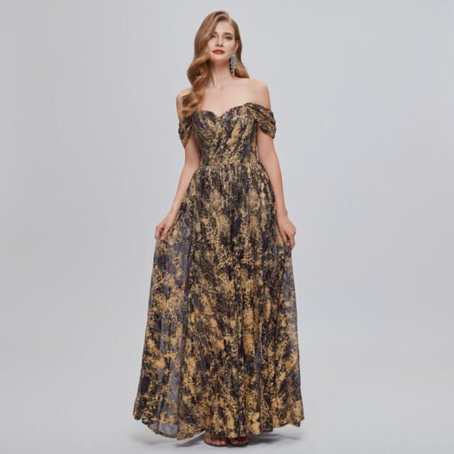 off the shoulder wedding guest dress 1425-001