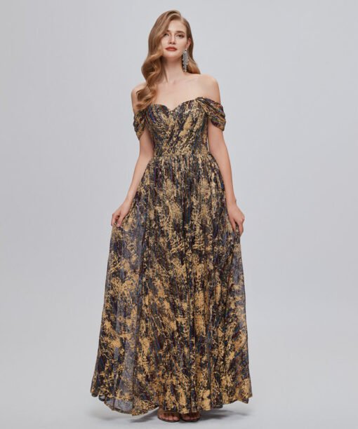 off the shoulder wedding guest dress 1425-001