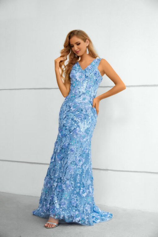 blue mother of the bride dress 1433-002