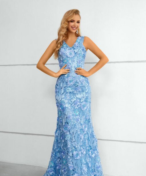 blue mother of the bride dress 1433-003