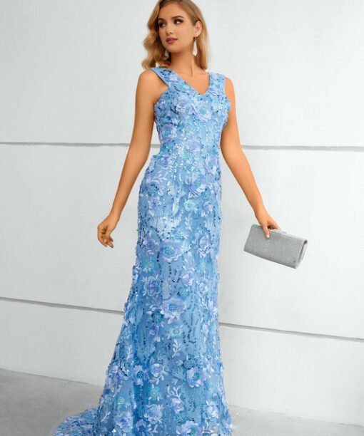 blue mother of the bride dress 1433-005