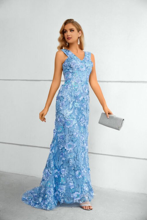 blue mother of the bride dress 1433-005