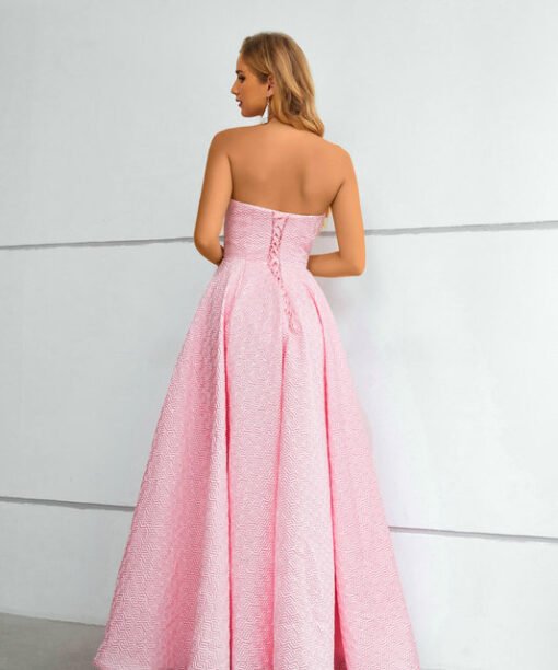 pink strapless prom dress 1431-001