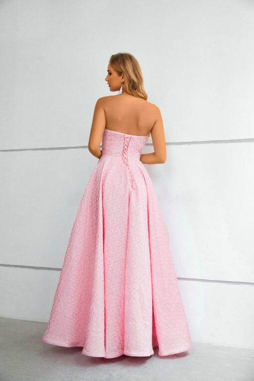 pink strapless prom dress 1431-001