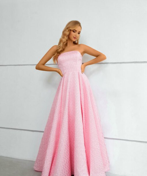 pink strapless prom dress 1431-002