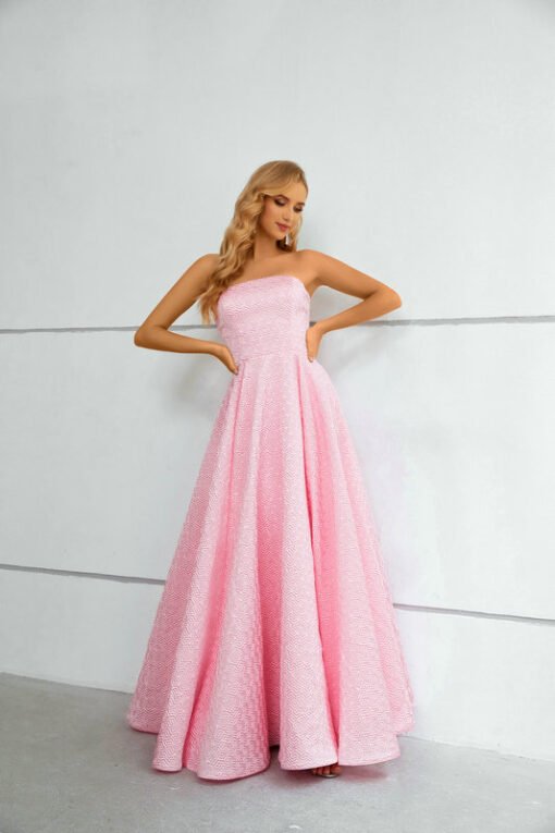 pink strapless prom dress 1431-002