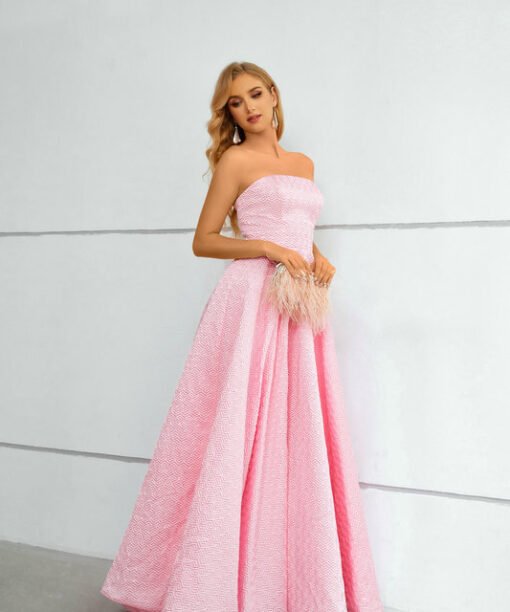 pink strapless prom dress 1431-003