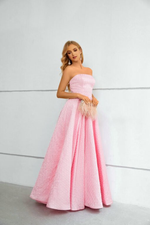 pink strapless prom dress 1431-003
