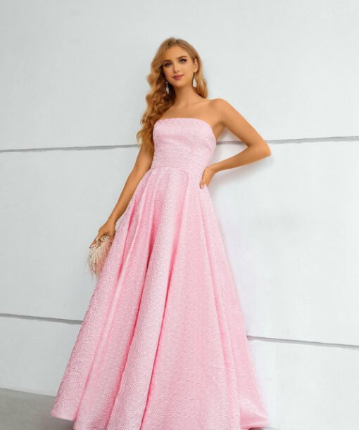 pink strapless prom dress 1431-004