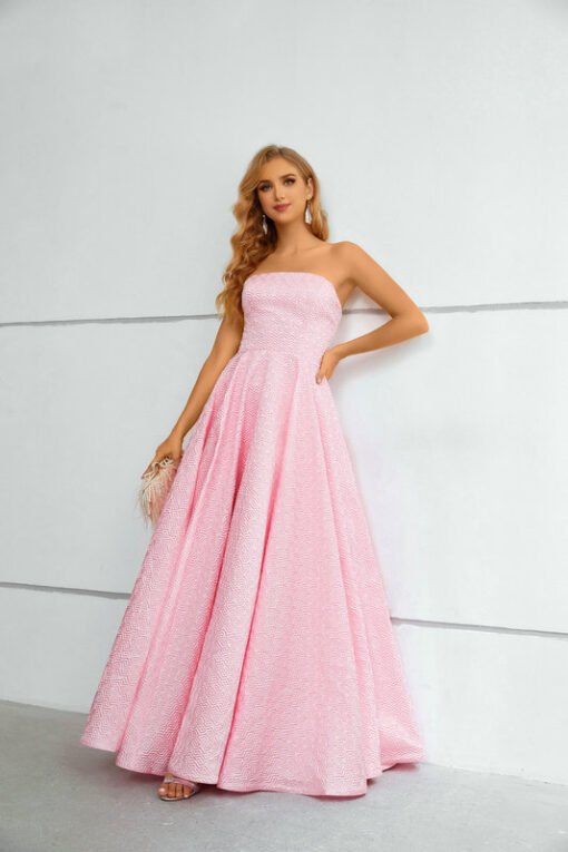 pink strapless prom dress 1431-004