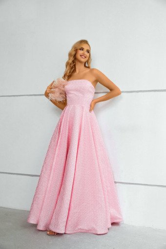 pink strapless prom dress 1431-005