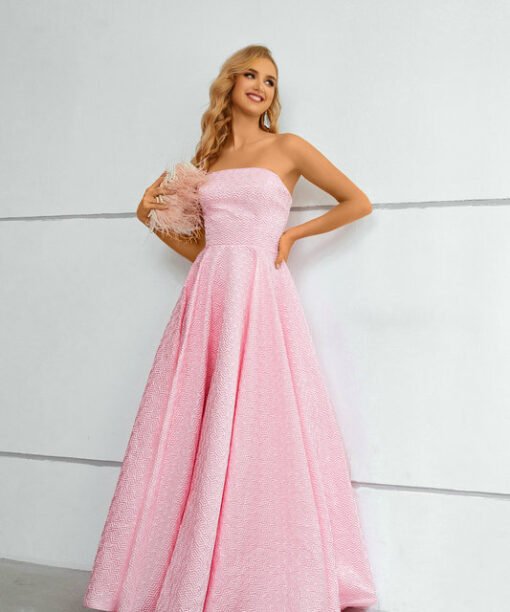 pink strapless prom dress 1431-005