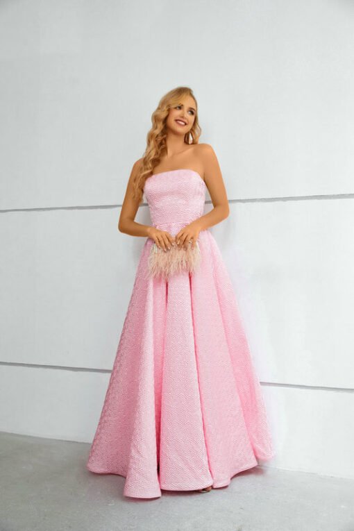 pink strapless prom dress 1431-006
