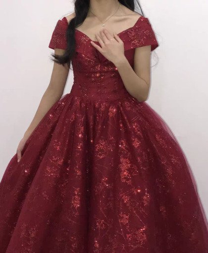 Red Quinceanera Dress Off The Shoulder Ball Gown