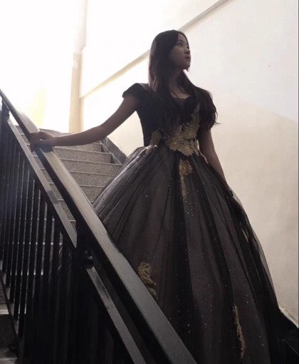Black Quinceanera Dress Off The Shoulder Long Sleeve Prom Dress