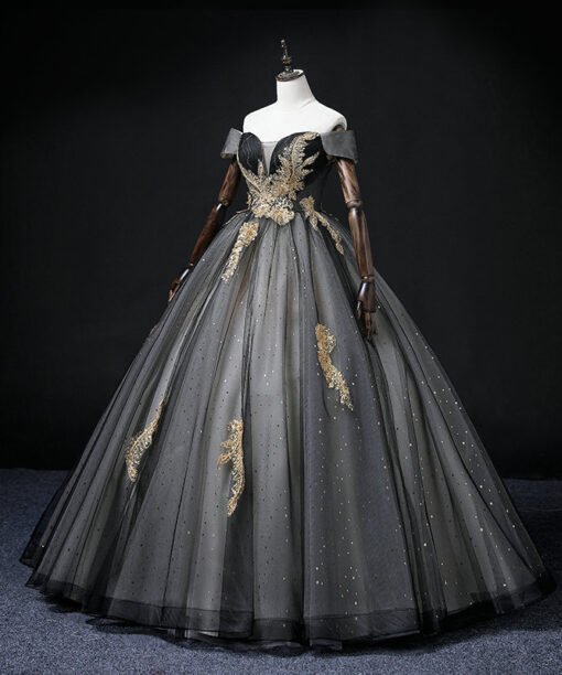 black quinceanera dress 1442-001