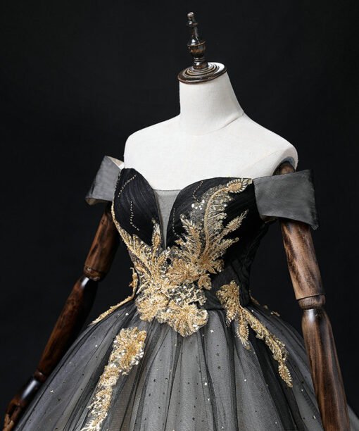 black quinceanera dress 1442-004