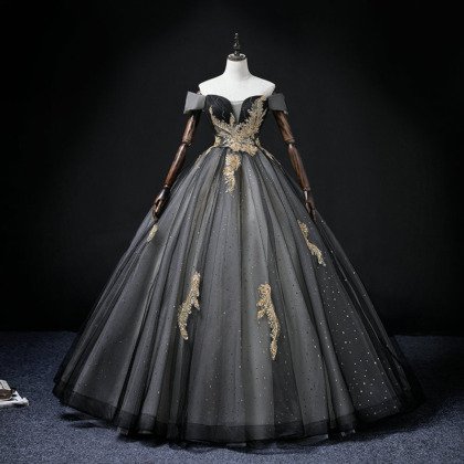 black quinceanera dress 1442-005