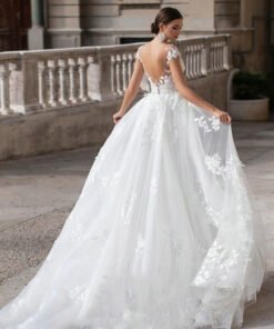 detachable train wedding dress 1447-001