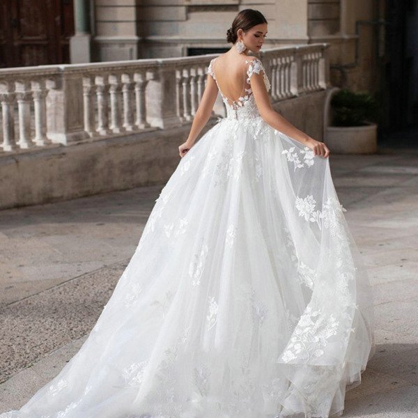 detachable train wedding dress 1447-001