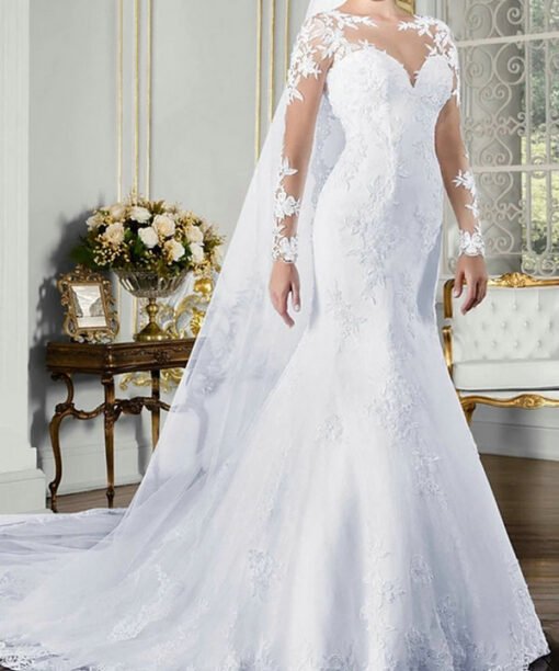 long sleeve mermaid wedding dress 1172-003