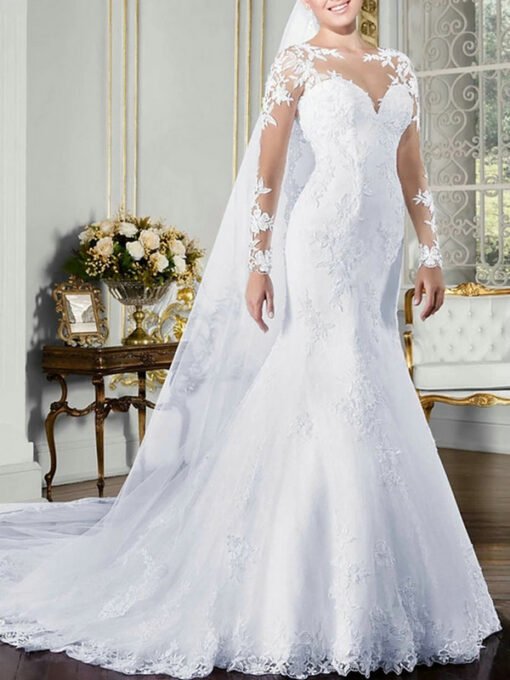 long sleeve mermaid wedding dress 1172-003