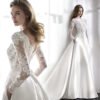 satin wedding dress with sleeves 1171-001