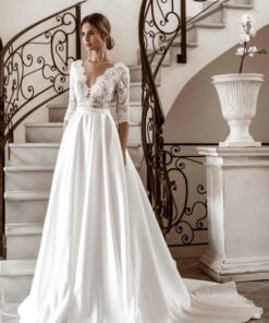 simple satin wedding dress 1173-001