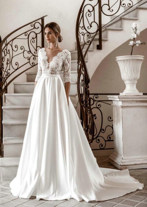 simple satin wedding dress 1173-001