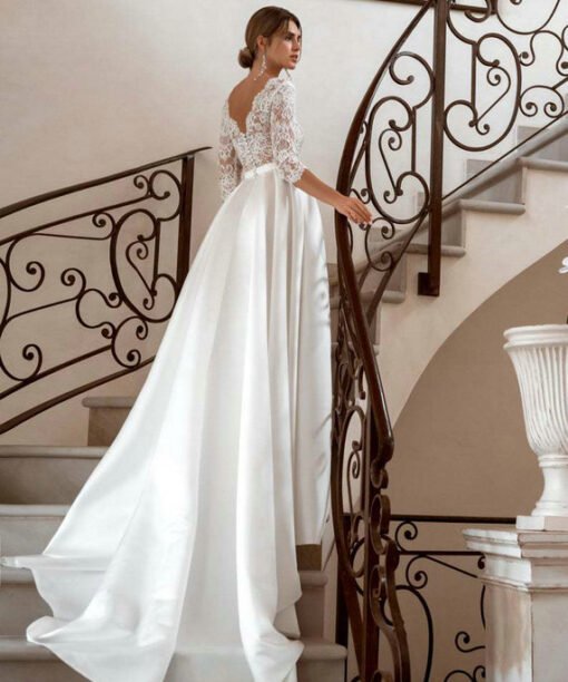 simple satin wedding dress 1173-002