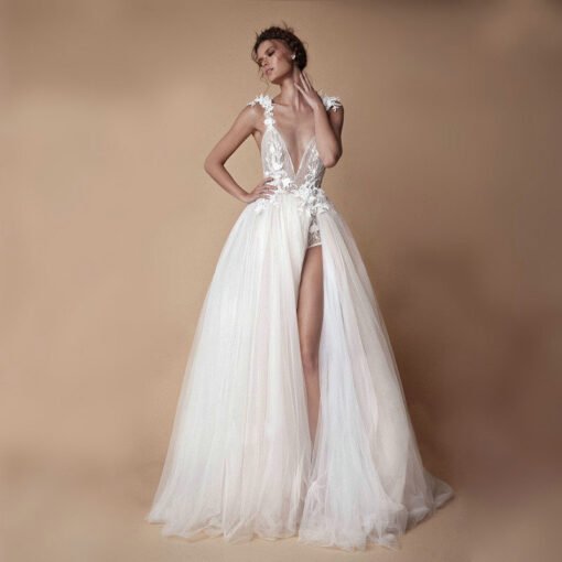 high slit wedding dress 1458-002