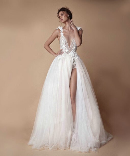 high slit wedding dress 1458-002