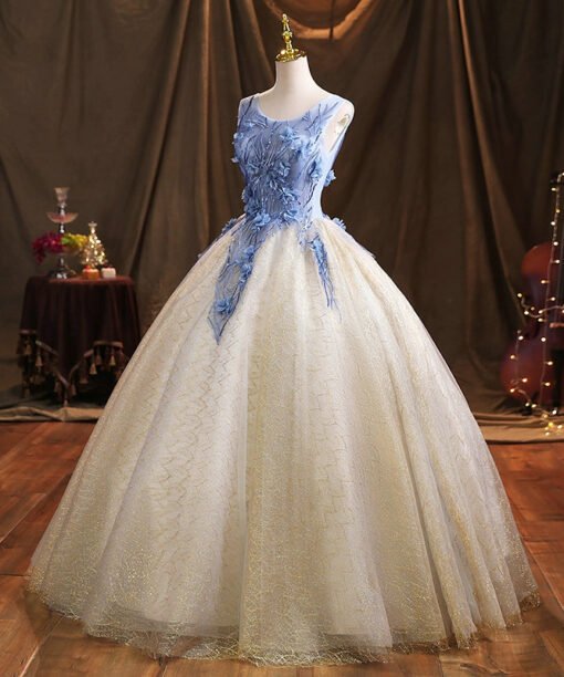 blue and gold quinceanera dresses-01