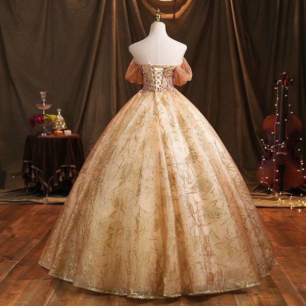 gold quinceanera dress 1466-04