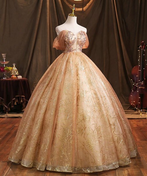 gold quinceanera dress 1466-05