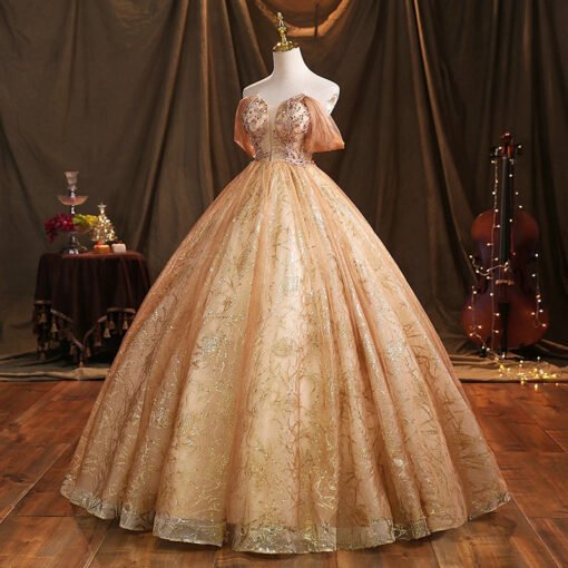 gold quinceanera dress 1466-07