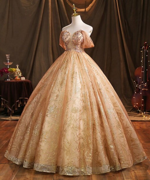 gold quinceanera dress 1466-07