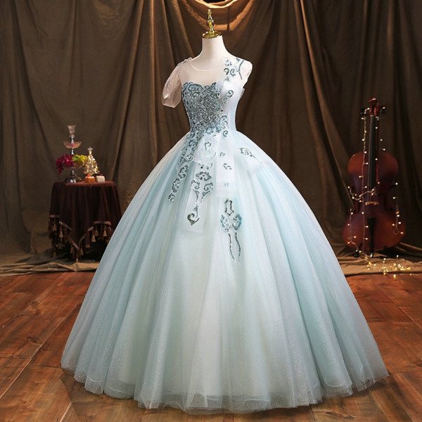 green blue quinceanera dress 1470-06