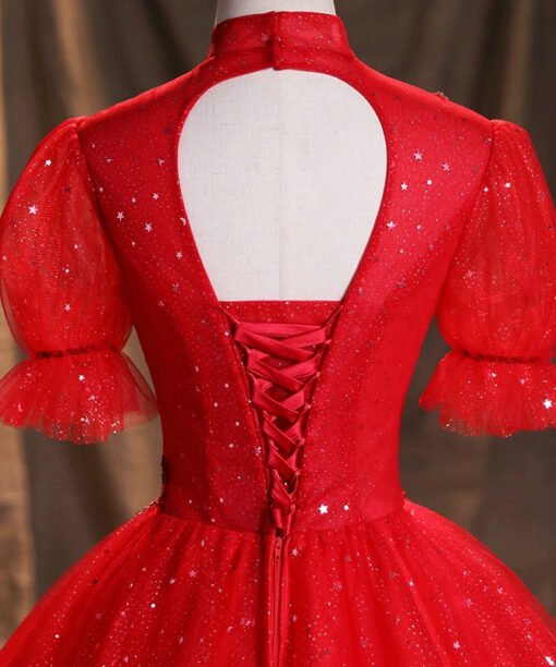 high neck red ball gown 1471-06