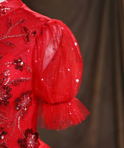 high neck red ball gown 1471-08