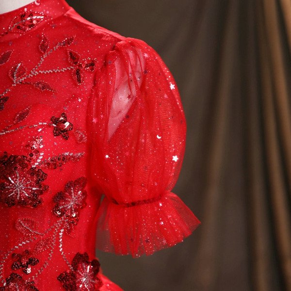 high neck red ball gown 1471-08