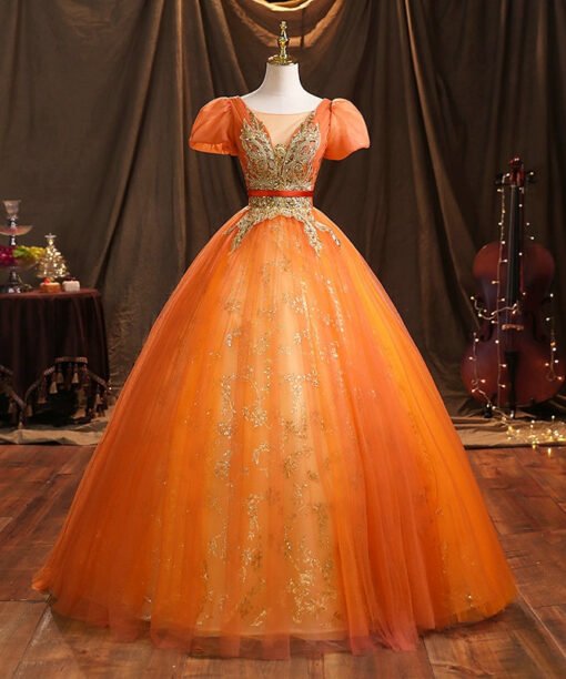 orange quinceanera dresses 1468-02