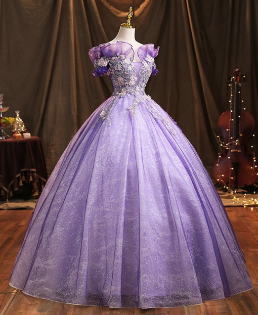 Sweet Purple And White Plaid Puff Sleeves Playful 16th Birthday Homecoming Dress cc4149