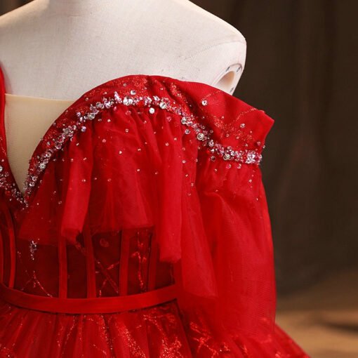 Red Quinceanera Dresses Off The Shoulder Ball Gown - Image 5
