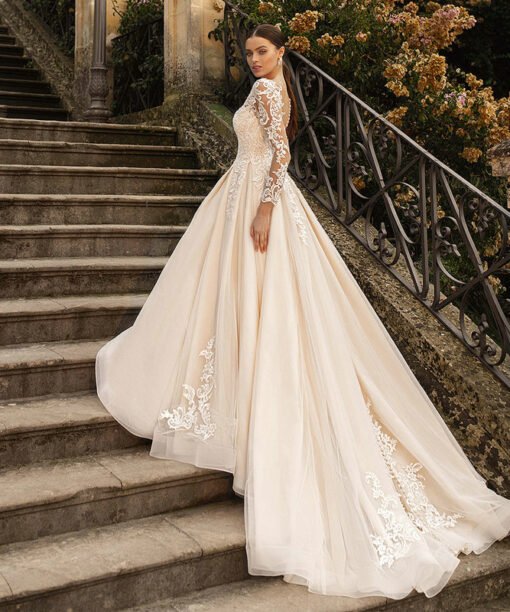a line wedding dress long sleeve 1477-002
