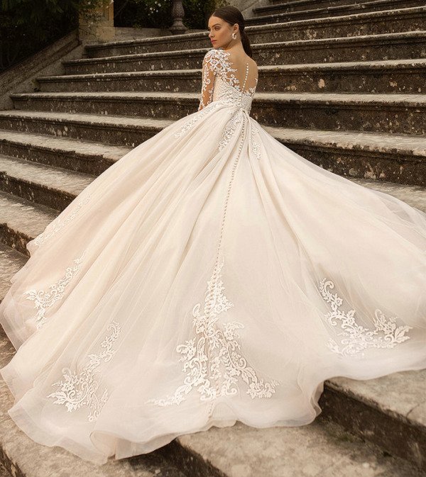 a line wedding dress long sleeve 1477-003