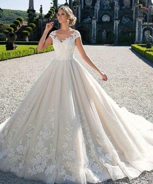 cap sleeve wedding dress 1479-004