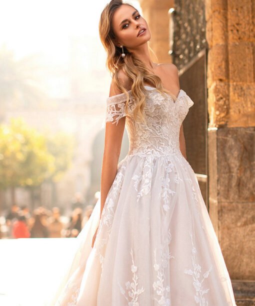 lace off the shoulder wedding dress 1483-002