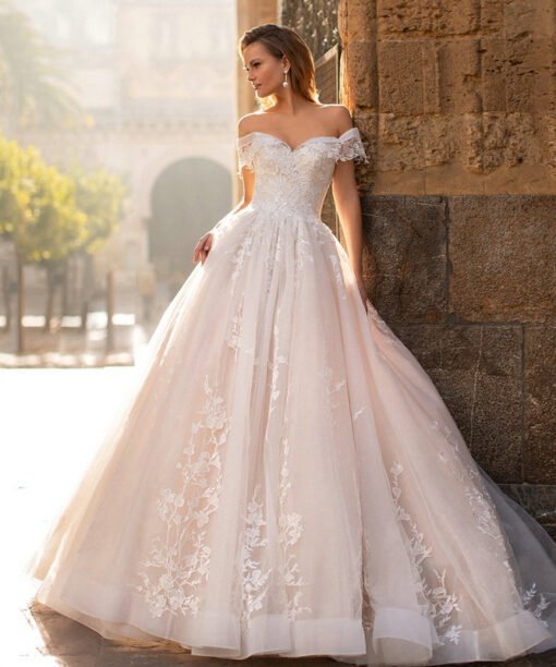 lace off the shoulder wedding dress 1483-003