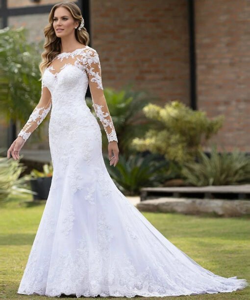 long sleeve mermaid wedding gown 1475-002
